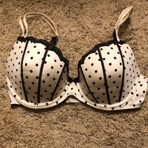 APT.9- white polka dot push up bra with black lace details. 36C